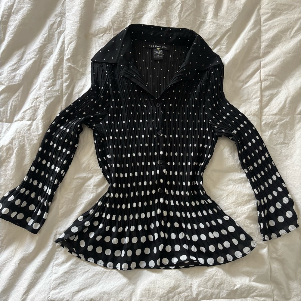 Black and White Polka Dot Top